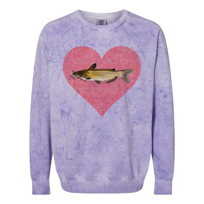 Channel Catfish Valentines Day Fish Love Fingerprint Funny Gift Colorblast Crewneck Sweatshirt