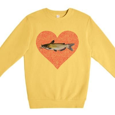 Channel Catfish Valentines Day Fish Love Fingerprint Funny Gift Premium Crewneck Sweatshirt