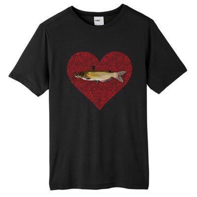 Channel Catfish Valentines Day Fish Love Fingerprint Funny Gift Tall Fusion ChromaSoft Performance T-Shirt