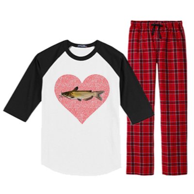 Channel Catfish Valentines Day Fish Love Fingerprint Funny Gift Raglan Sleeve Pajama Set