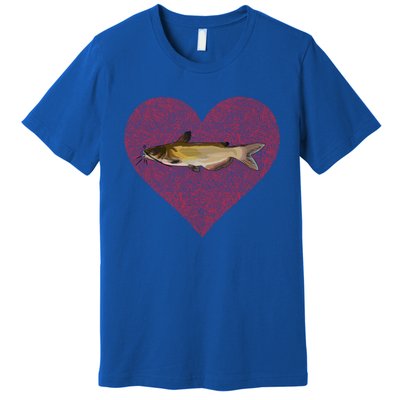 Channel Catfish Valentines Day Fish Love Fingerprint Funny Gift Premium T-Shirt