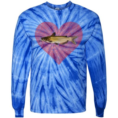 Channel Catfish Valentines Day Fish Love Fingerprint Funny Gift Tie-Dye Long Sleeve Shirt