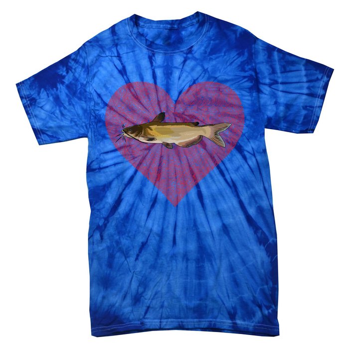 Channel Catfish Valentines Day Fish Love Fingerprint Funny Gift Tie-Dye T-Shirt