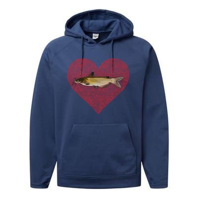 Channel Catfish Valentines Day Fish Love Fingerprint Funny Gift Performance Fleece Hoodie