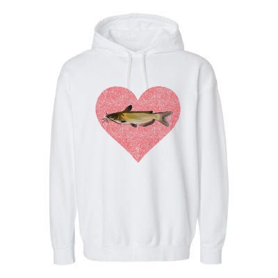 Channel Catfish Valentines Day Fish Love Fingerprint Funny Gift Garment-Dyed Fleece Hoodie