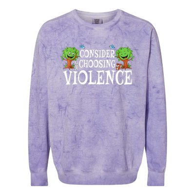 Consider Choosing Violence Cute Woodland Colorblast Crewneck Sweatshirt