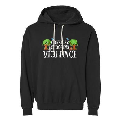 Consider Choosing Violence Cute Woodland Garment-Dyed Fleece Hoodie