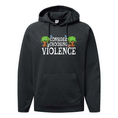 Consider Choosing Violence Cute Woodland Performance Fleece Hoodie