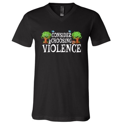 Consider Choosing Violence Cute Woodland V-Neck T-Shirt