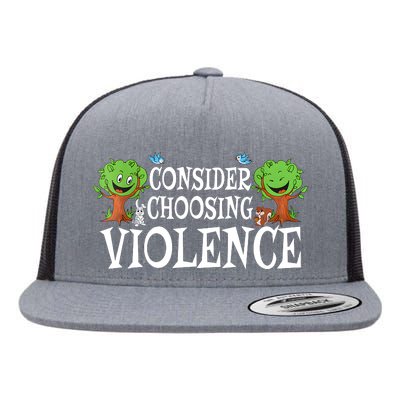 Consider Choosing Violence Cute Woodland Flat Bill Trucker Hat