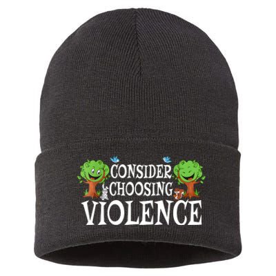 Consider Choosing Violence Cute Woodland Sustainable Knit Beanie