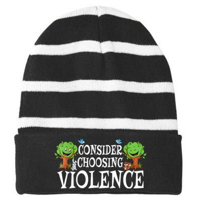 Consider Choosing Violence Cute Woodland Striped Beanie with Solid Band