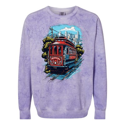 California City View San Francisco Cable Car Sf Sightseeing Colorblast Crewneck Sweatshirt