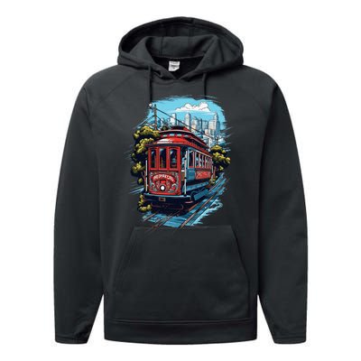 California City View San Francisco Cable Car Sf Sightseeing Performance Fleece Hoodie