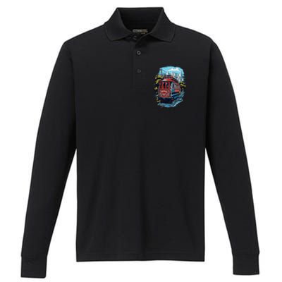 California City View San Francisco Cable Car Sf Sightseeing Performance Long Sleeve Polo