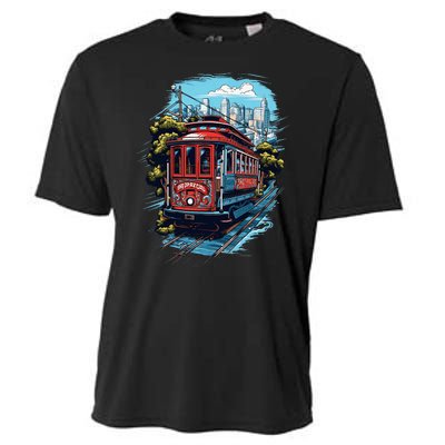 California City View San Francisco Cable Car Sf Sightseeing Cooling Performance Crew T-Shirt