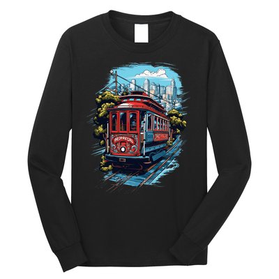 California City View San Francisco Cable Car Sf Sightseeing Long Sleeve Shirt