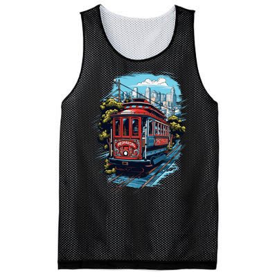 California City View San Francisco Cable Car Sf Sightseeing Mesh Reversible Basketball Jersey Tank