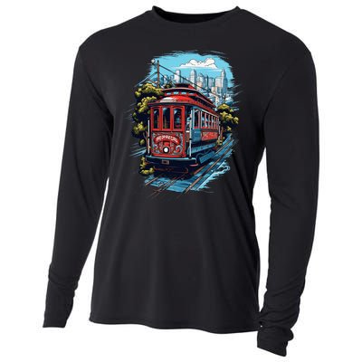 California City View San Francisco Cable Car Sf Sightseeing Cooling Performance Long Sleeve Crew