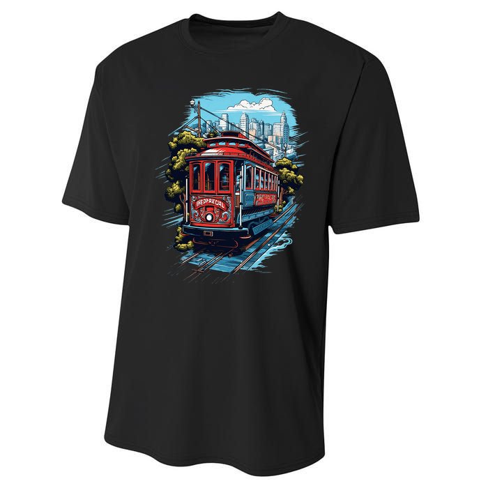 California City View San Francisco Cable Car Sf Sightseeing Performance Sprint T-Shirt