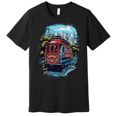 California City View San Francisco Cable Car Sf Sightseeing Premium T-Shirt