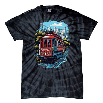 California City View San Francisco Cable Car Sf Sightseeing Tie-Dye T-Shirt