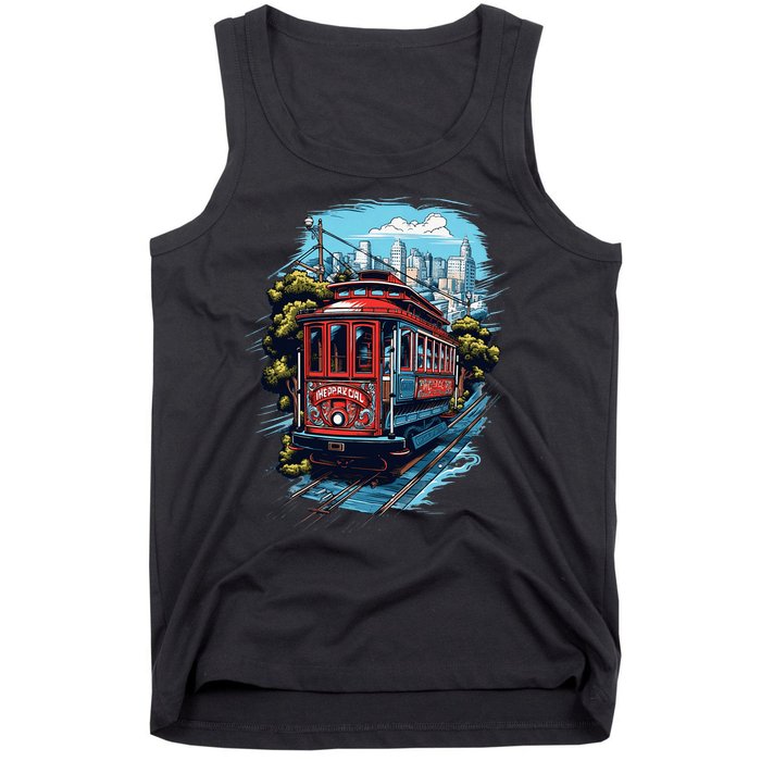 California City View San Francisco Cable Car Sf Sightseeing Tank Top