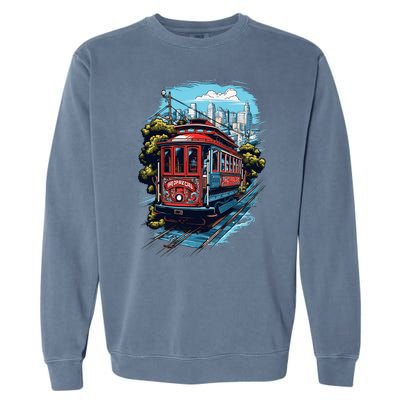 California City View San Francisco Cable Car Sf Sightseeing Garment-Dyed Sweatshirt