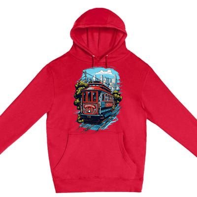 California City View San Francisco Cable Car Sf Sightseeing Premium Pullover Hoodie