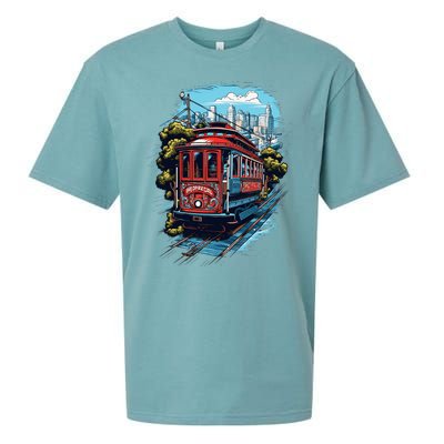 California City View San Francisco Cable Car Sf Sightseeing Sueded Cloud Jersey T-Shirt