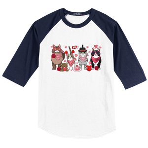 Cute Cats Valentines Great Gift Baseball Sleeve Shirt