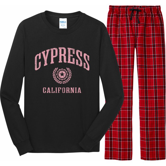 Cypress Ca Vintage College Sports Design Long Sleeve Pajama Set