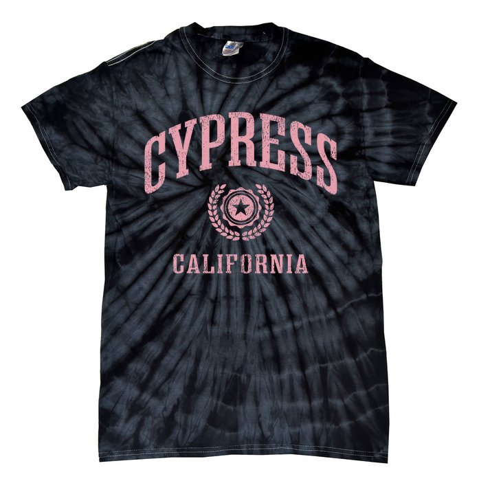 Cypress Ca Vintage College Sports Design Tie-Dye T-Shirt