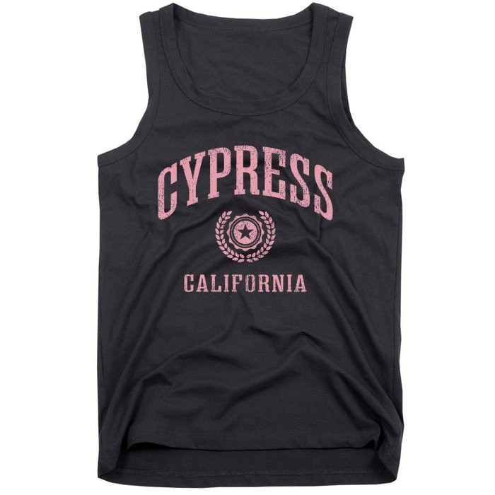 Cypress Ca Vintage College Sports Design Tank Top