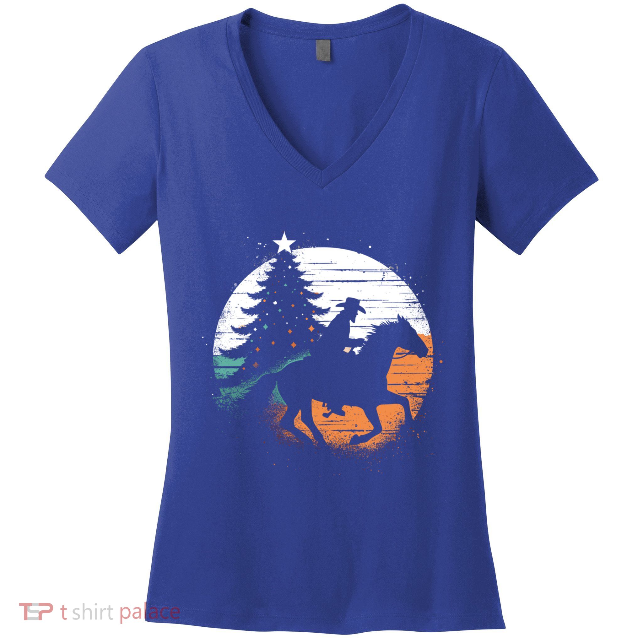 Christmas Cow Vintage Christmas Tree Cow Lover Cute Gift Women's V-Neck T-Shirt