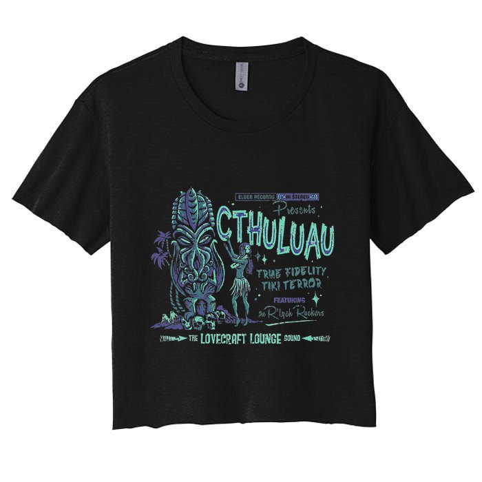 Cthuluau Color Variation Kthulhu Retro Tiki Bar Hawaiian Crop Top