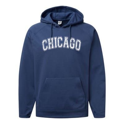 Chicago Classic Vintage I Illinois State Gift Cool Gift Performance Fleece Hoodie