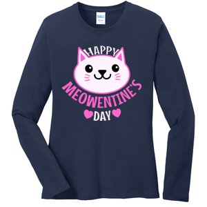 Cute Cat Valentines Day For Girl Kitty Quote Ladies Long Sleeve Shirt