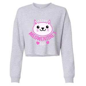 Cute Cat Valentines Day For Girl Kitty Quote Cropped Pullover Crew