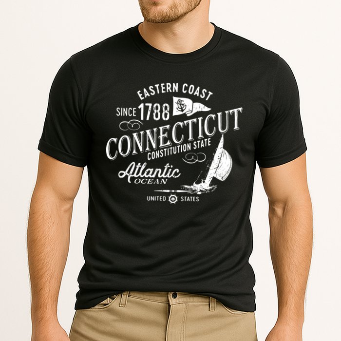 Connecticut Ct Vintage Nautical Sailing Design Cooling Performance Crew T-Shirt