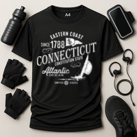 Connecticut Ct Vintage Nautical Sailing Design Cooling Performance Crew T-Shirt