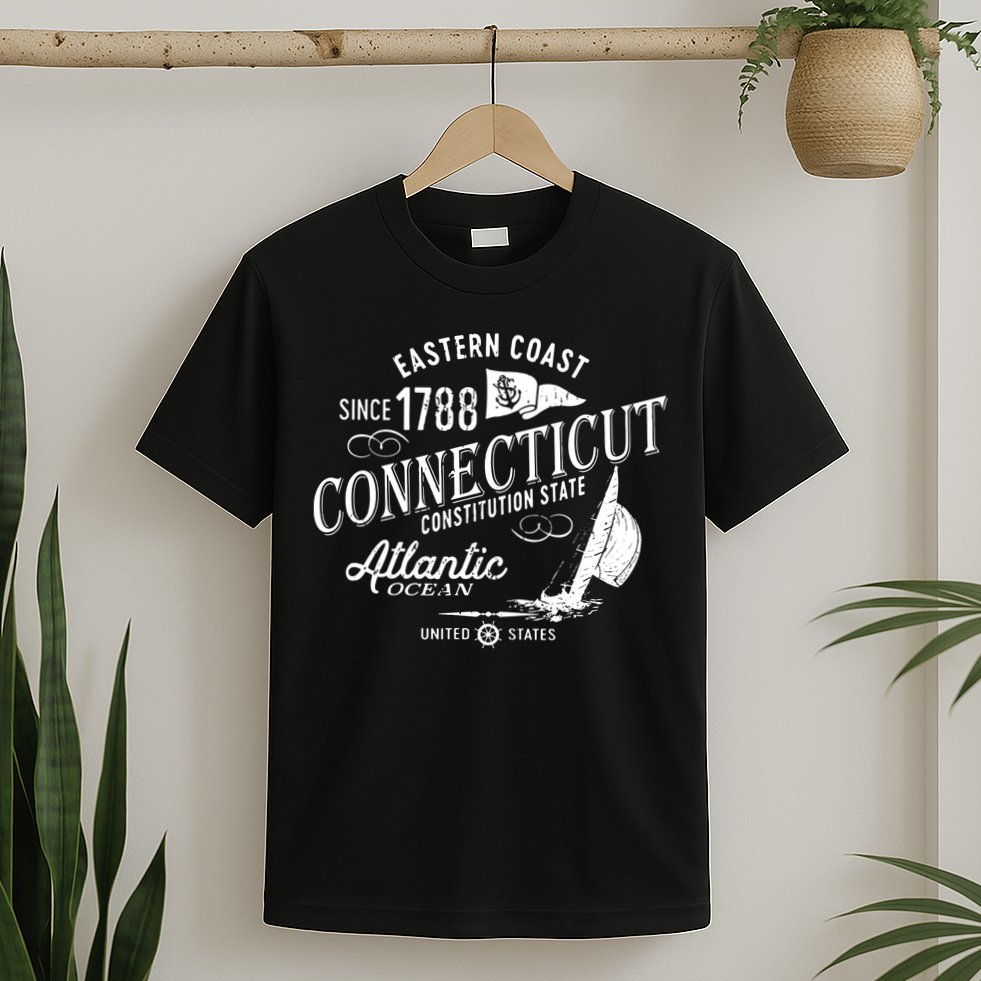 Connecticut Ct Vintage Nautical Sailing Design T-Shirt