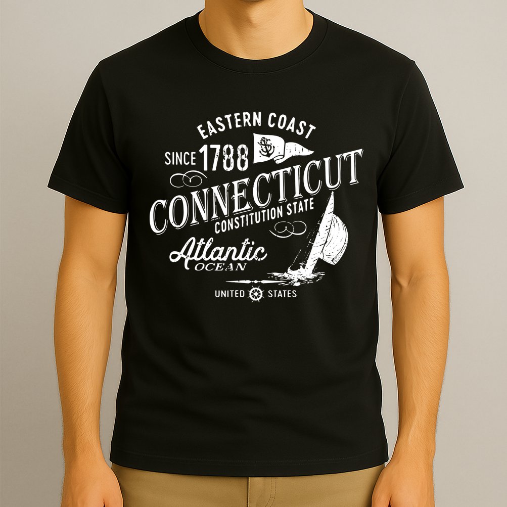 Connecticut Ct Vintage Nautical Sailing Design T-Shirt