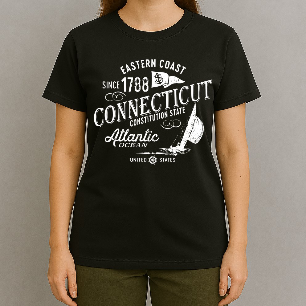 Connecticut Ct Vintage Nautical Sailing Design T-Shirt