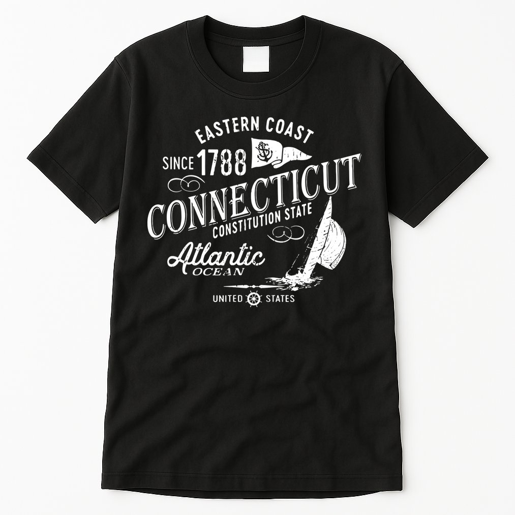 Connecticut Ct Vintage Nautical Sailing Design Tall T-Shirt