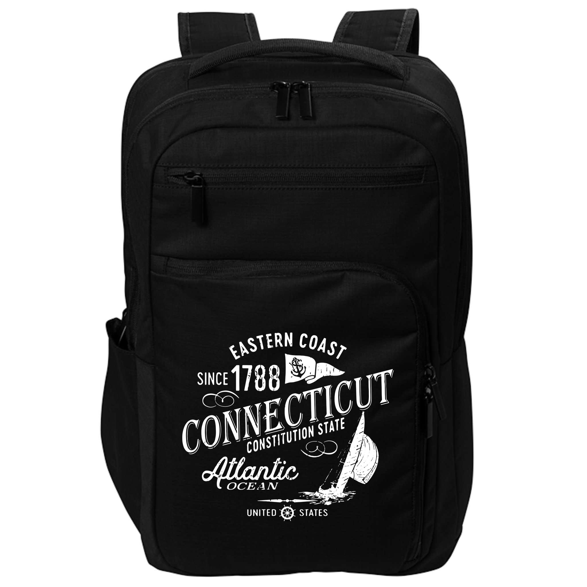 Connecticut Ct Vintage Nautical Sailing Design Impact Tech Backpack