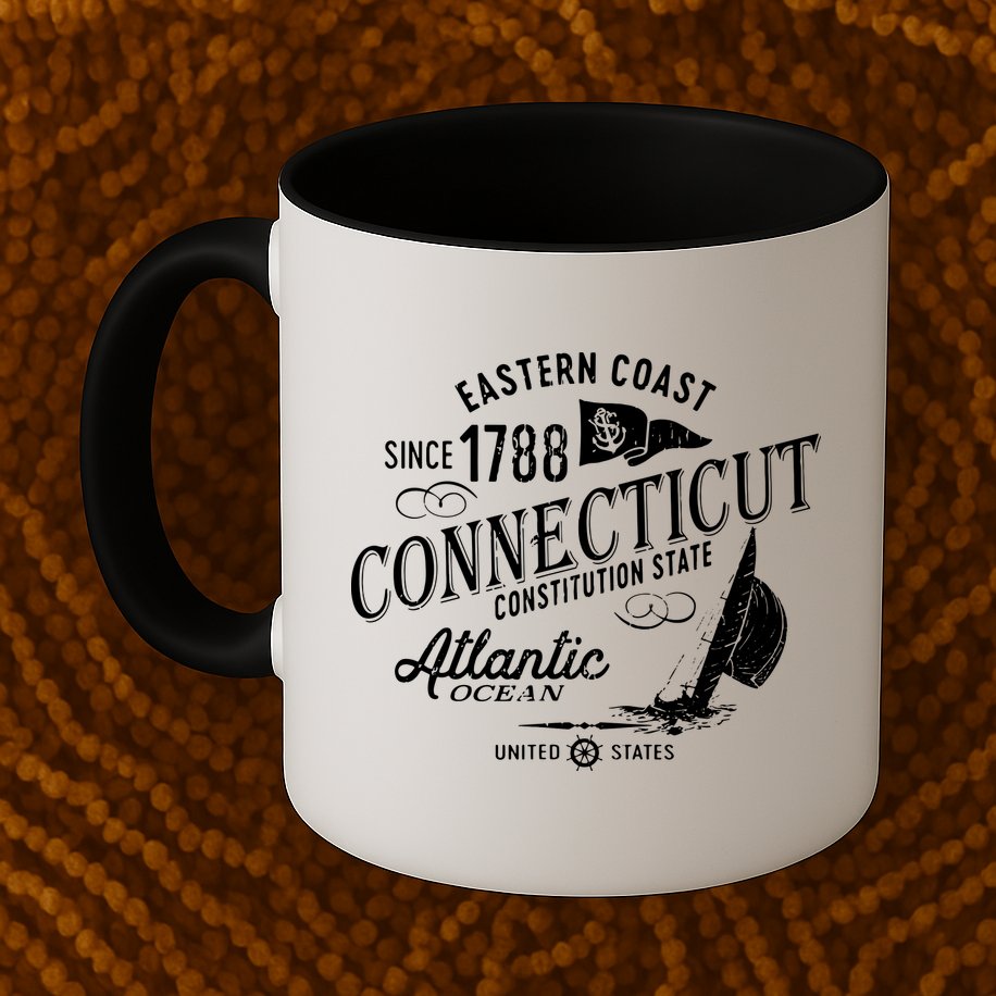 Connecticut Ct Vintage Nautical Sailing Design Mug