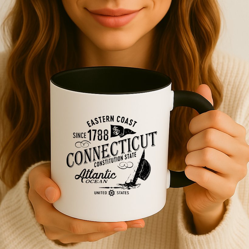Connecticut Ct Vintage Nautical Sailing Design Mug
