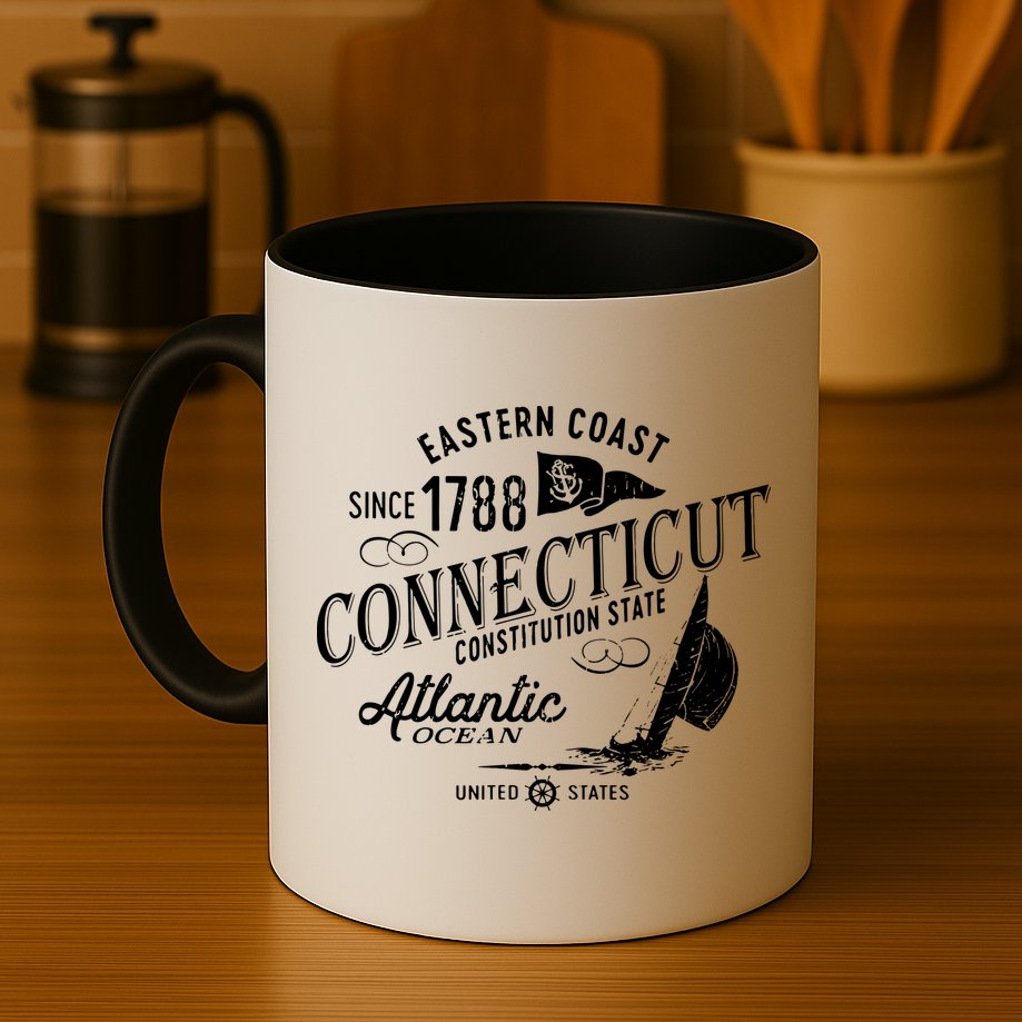 Connecticut Ct Vintage Nautical Sailing Design Mug
