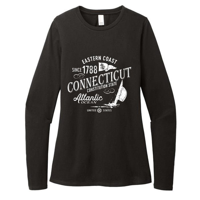 Connecticut Ct Vintage Nautical Sailing Design Womens CVC Long Sleeve Shirt